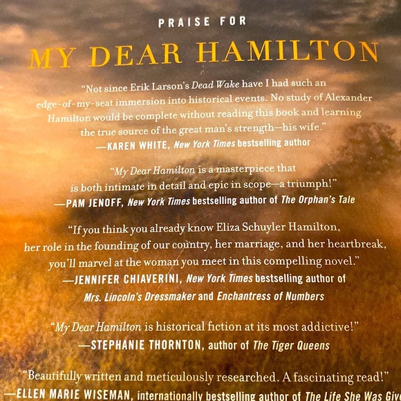 MY DEAR HAMILTON a NOVEL OF ELIZA SCHUYLER HAMILTON - Picture 3 of 3